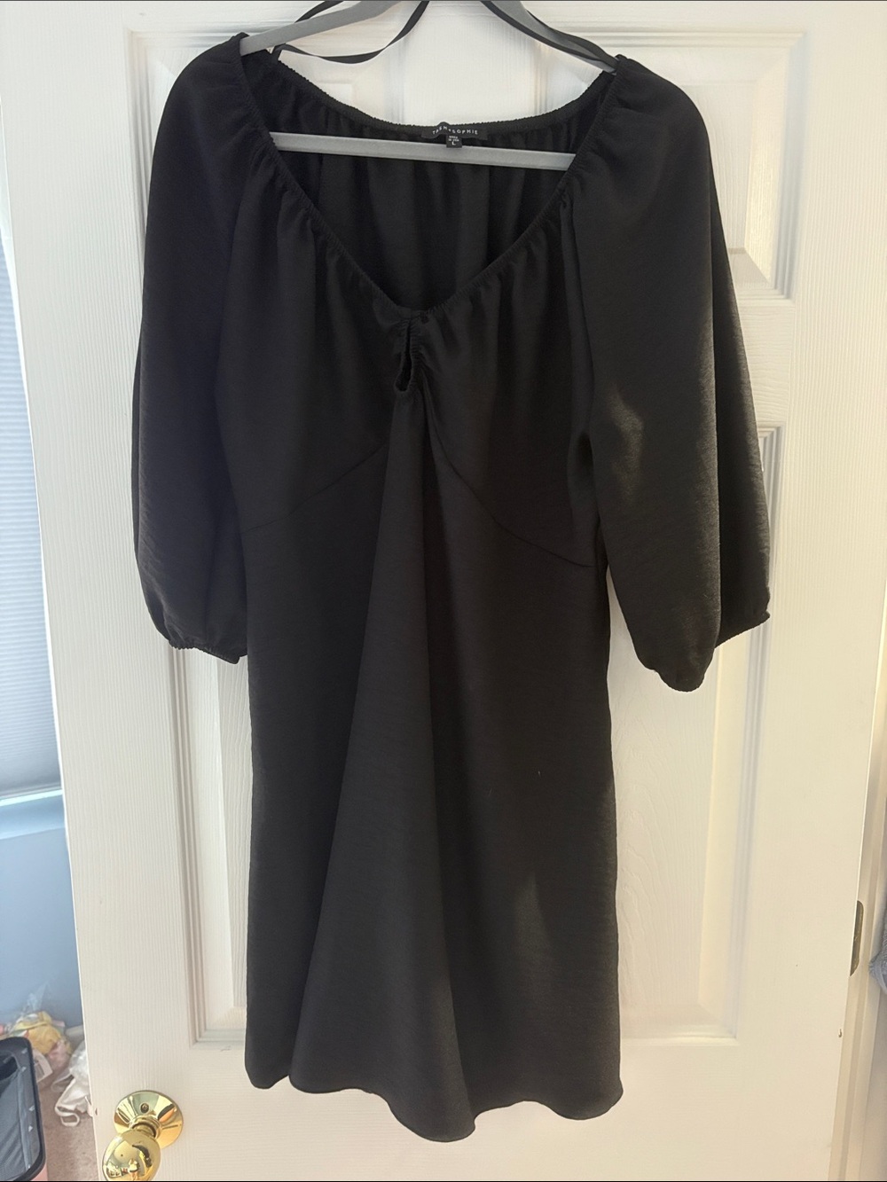 Tash & Sophie Size Large Black Women's Puff-Sleeve Dress